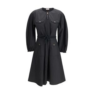 Moncler Women Technical Poplin Dress With Crew Neck